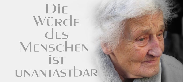 Seniorin mit Zitat