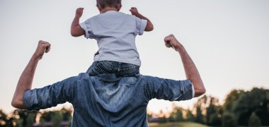 Dad and son outdoors