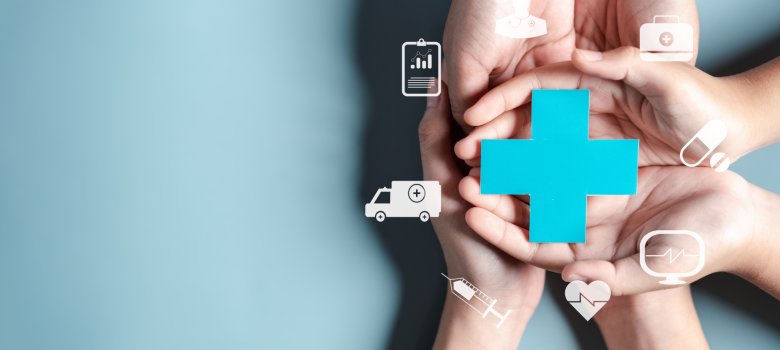 Health insurance concept. Doctor in a white coat uniform hand holding plus and healthcare medical icon, health and access to welfare health concept.