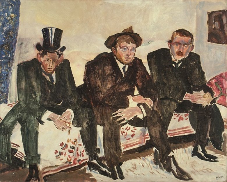 Albert Weisgerber, Drei Männer auf dem Sofa, 1906, Museum Pfalzgalerie Kaiserslautern (MPK) Albert Weisgerber, Drei Männer auf dem Sofa, 1906, Museum Pfalzgalerie Kaiserslautern (MPK)