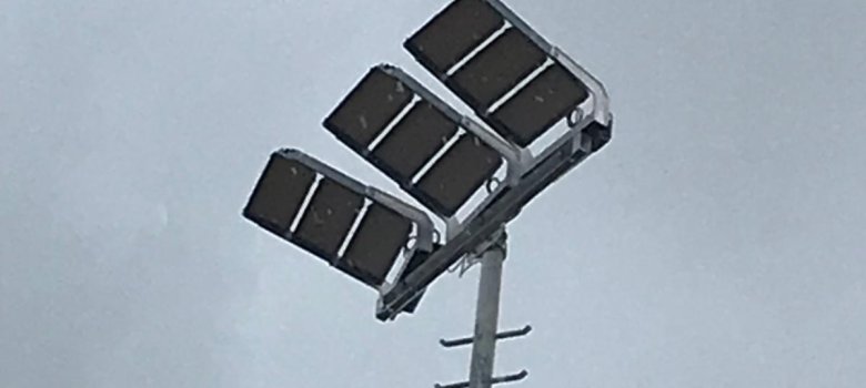 Bild eines neuen, energieeffizienten LED-Flutlichtstrahlers in Speyer