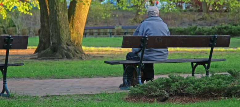 Sad Elderly Man Sitting Alone On Park Bench Sad Elderly Man Sitting Alone On Park Bench