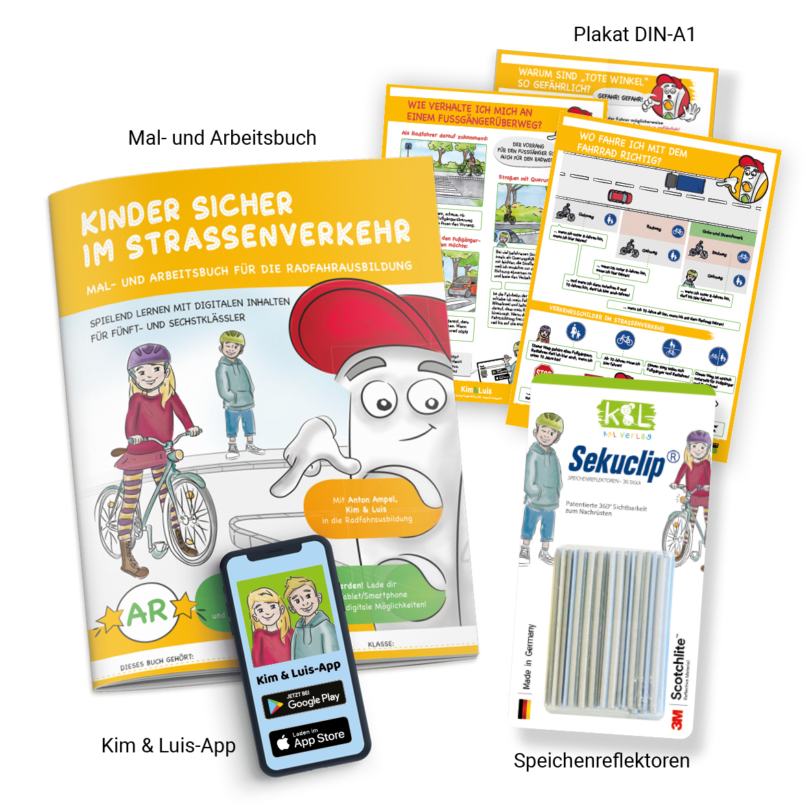 Unterrichtsmaterialien des K&L Verlags zum Thema Verkehrssicherheit auf dem Fahrrad, aufbereitet für Grundschulkinder