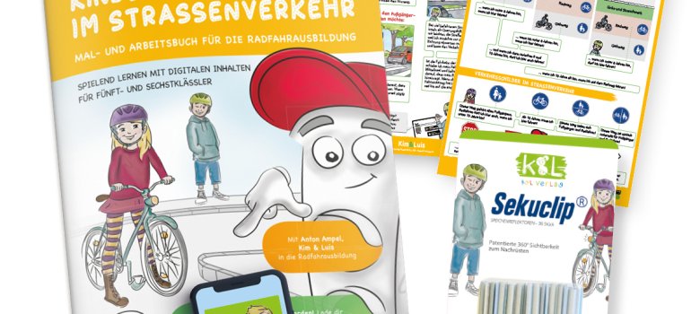 Unterrichtsmaterialien des K&L Verlags zum Thema Verkehrssicherheit auf dem Fahrrad, aufbereitet für Grundschulkinder