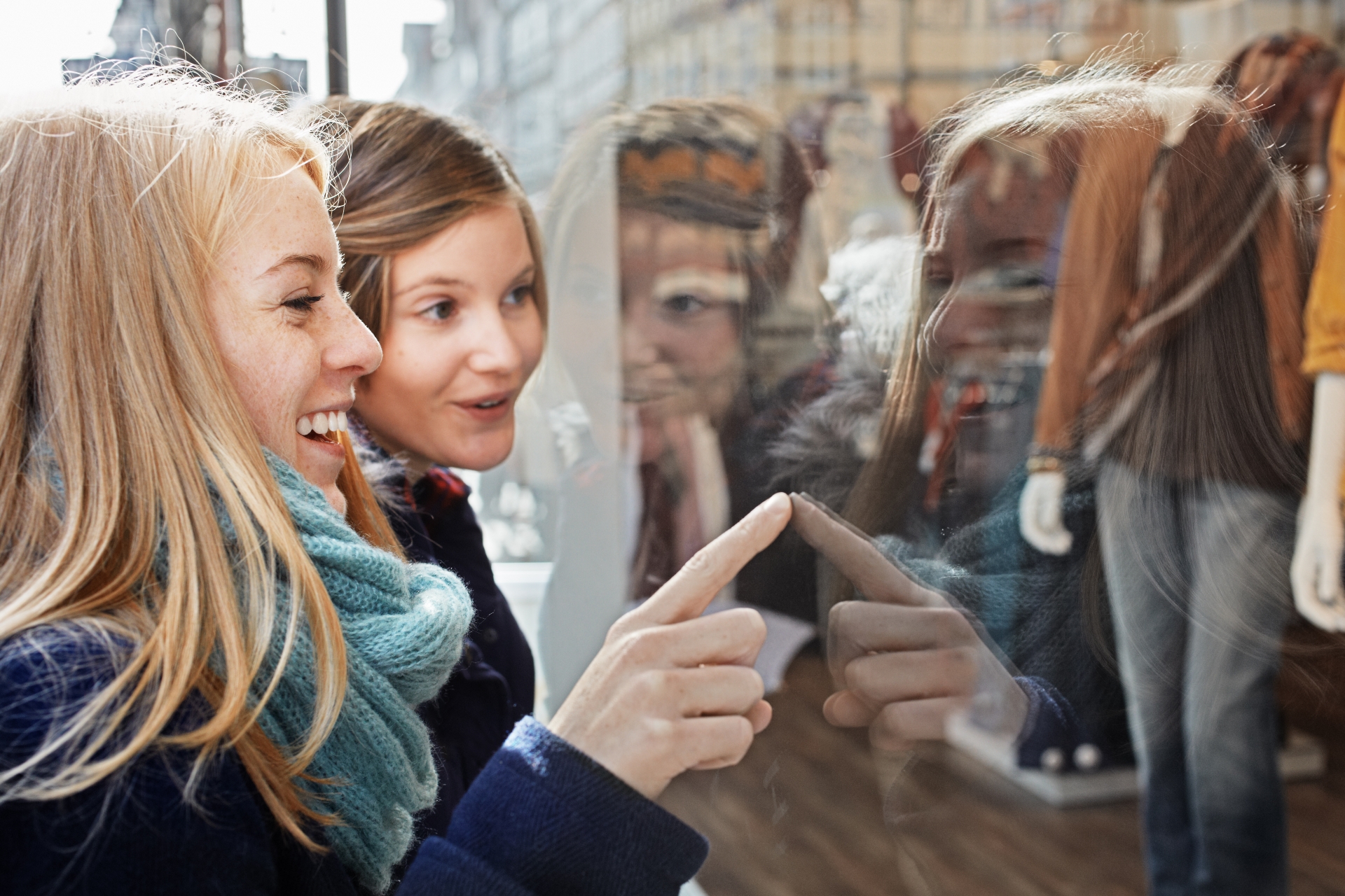 two young women shopping