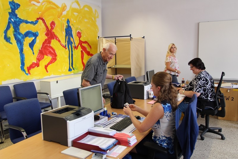 Das Wahlbüro im Erdgeschoss des Historischen Rathauses