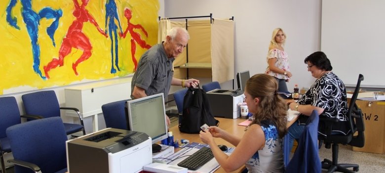 Das Wahlbüro im Erdgeschoss des Historischen Rathauses