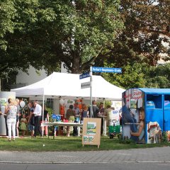 Der Infostand der Sozialen Stadt.