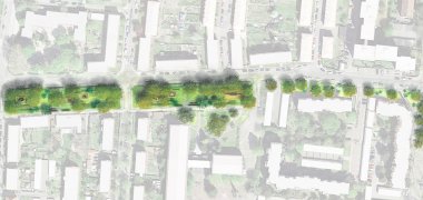 Analyse-Karte zur Neugestaltung des Grünstreifens in der Josef-Schmitt-Straße
