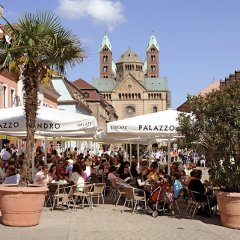 Blick auf Cafe und Kaiserdom