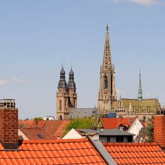 Dächer von Speyer mit Gedächtniskirche und Josephs-Kirche
